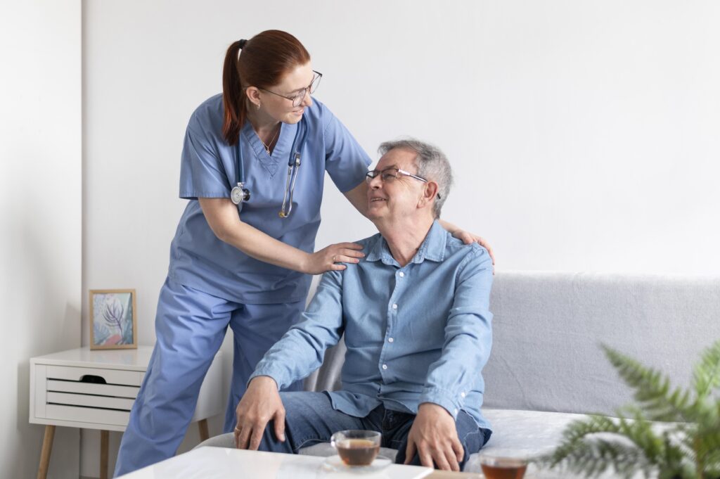 nurse taking care of elder person