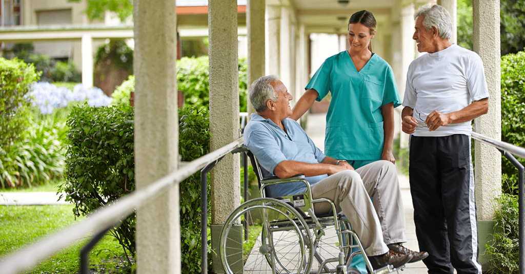an nurse taking to elder person